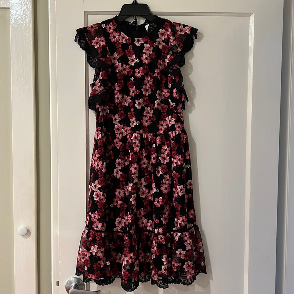 KATE SPADE cherry blossom embroidered lace dress with garment bag sz 4
